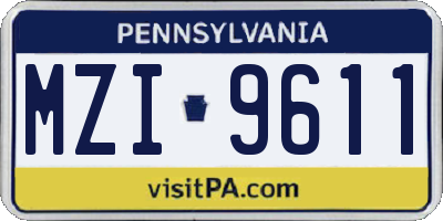 PA license plate MZI9611