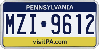 PA license plate MZI9612