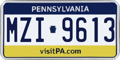 PA license plate MZI9613