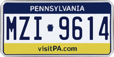 PA license plate MZI9614