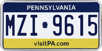 PA license plate MZI9615