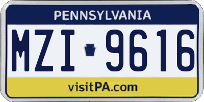 PA license plate MZI9616