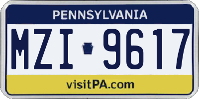 PA license plate MZI9617