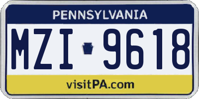 PA license plate MZI9618