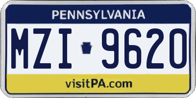 PA license plate MZI9620