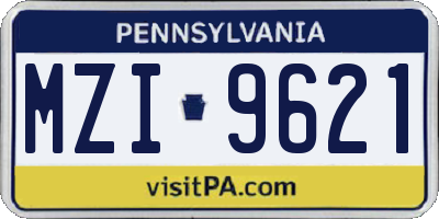 PA license plate MZI9621
