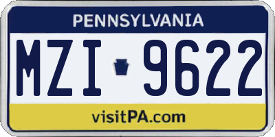 PA license plate MZI9622