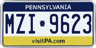 PA license plate MZI9623