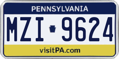 PA license plate MZI9624