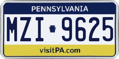 PA license plate MZI9625
