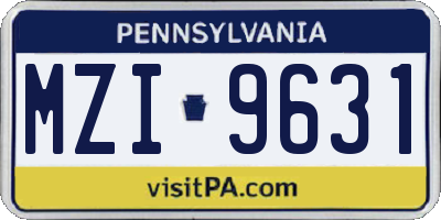 PA license plate MZI9631
