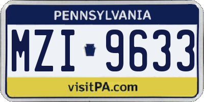 PA license plate MZI9633
