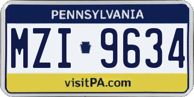 PA license plate MZI9634