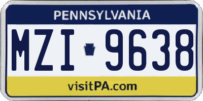 PA license plate MZI9638