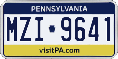 PA license plate MZI9641