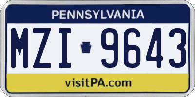 PA license plate MZI9643