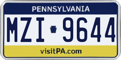 PA license plate MZI9644