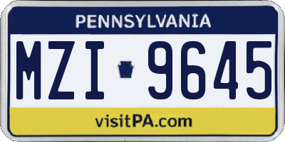 PA license plate MZI9645