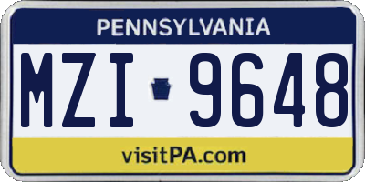 PA license plate MZI9648