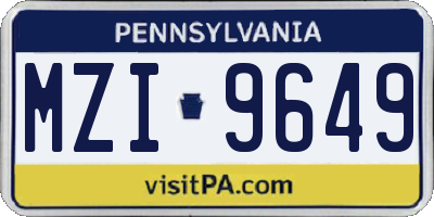 PA license plate MZI9649