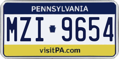 PA license plate MZI9654