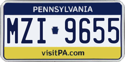 PA license plate MZI9655