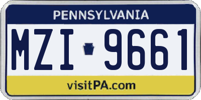 PA license plate MZI9661