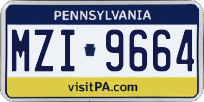 PA license plate MZI9664