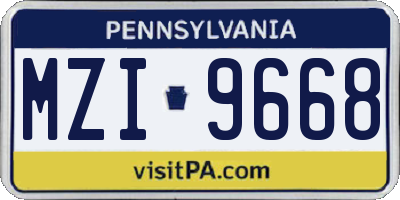 PA license plate MZI9668
