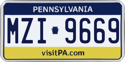 PA license plate MZI9669