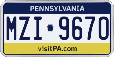 PA license plate MZI9670