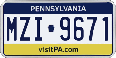 PA license plate MZI9671