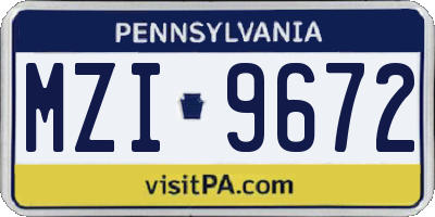 PA license plate MZI9672