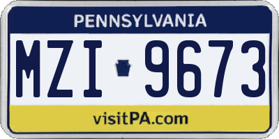 PA license plate MZI9673