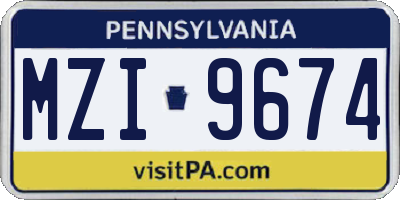 PA license plate MZI9674
