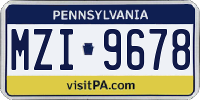PA license plate MZI9678