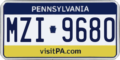 PA license plate MZI9680