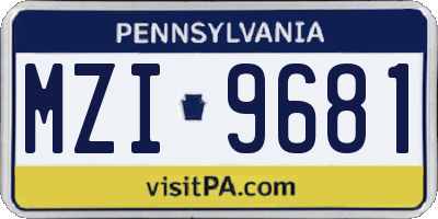 PA license plate MZI9681