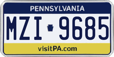 PA license plate MZI9685