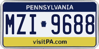 PA license plate MZI9688