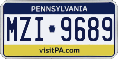 PA license plate MZI9689