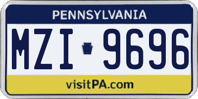 PA license plate MZI9696
