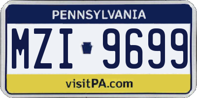 PA license plate MZI9699