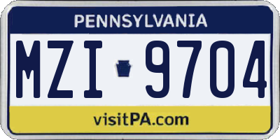 PA license plate MZI9704