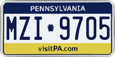 PA license plate MZI9705