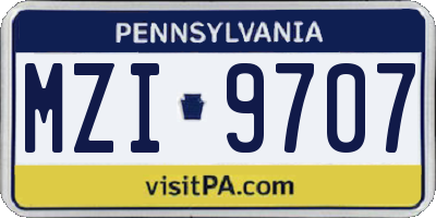 PA license plate MZI9707