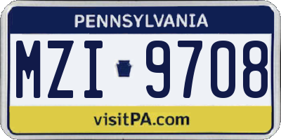 PA license plate MZI9708