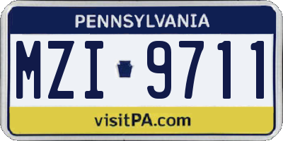 PA license plate MZI9711