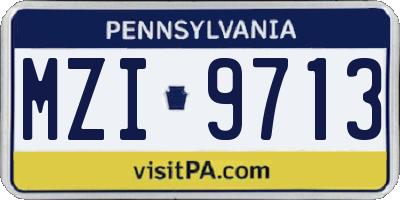 PA license plate MZI9713