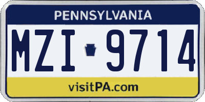 PA license plate MZI9714